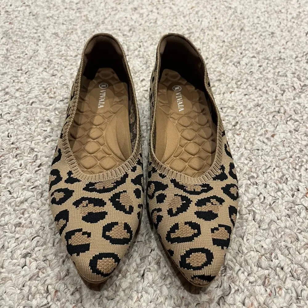 Vivaia Aria 5 Leopard Print Pointed Toe Ballet Flats Sz EU 40.5 US 9.5 Classic